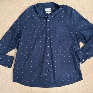 Saddlebred Blue Classic Fit Pattern Long Sleeve Button Down Shirt Size 3XL